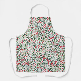 Mistletoe met groene bladeren en rode bessen schort