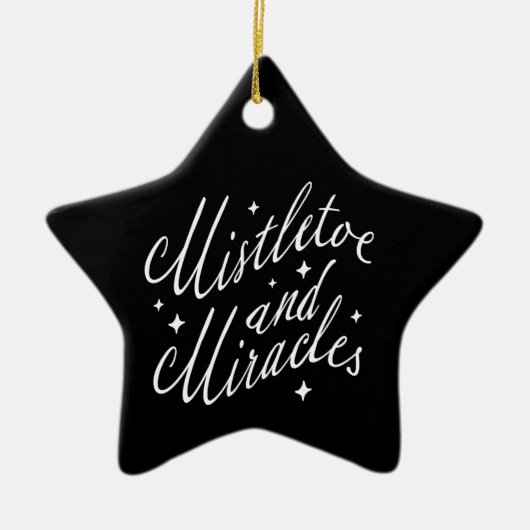 Mistletoe & Miracles Modern Kerstmis Zwarte Ster Keramisch Ornament (Voorkant)