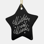 Mistletoe & Miracles Modern Kerstmis Zwarte Ster Keramisch Ornament (Links)