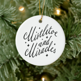Mistletoe & Miracles Whimsical Kerstmis Rond Keramisch Ornament