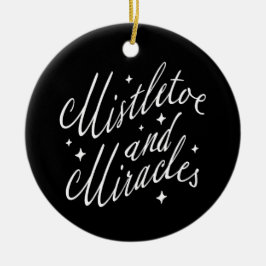Mistletoe & Miracles Whimsical Kerstmis Zwart Rond Keramisch Ornament