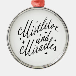 Mistletoe & Miracles Zwart-Wit Ronde Kerstversieri Metalen Ornament