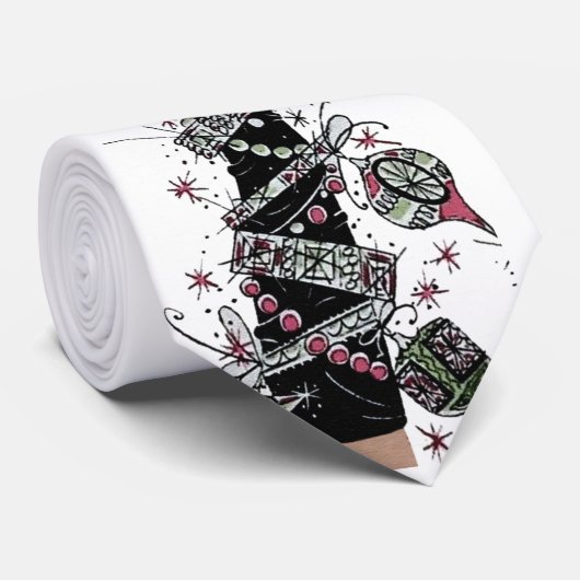 Mistletoe Mischief jaren 50 Illustratie Stropdas (Opgerold)