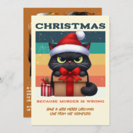 Mistletoe Modern Funny Cat Retro Christmas Photo Feestdagenkaart