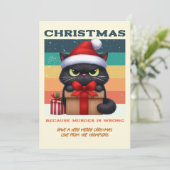 Mistletoe Modern Funny Cat Retro Christmas Photo Feestdagenkaart (Staand voorkant)