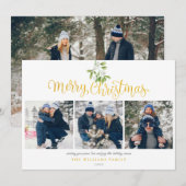 Mistletoe Moderne Foto Goud Script Kerstmis Feestdagenkaart (Voorkant / Achterkant)