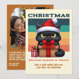 Mistletoe moderne grappige kat retro kerstfoto feestdagenkaart