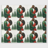 Mistletoe Moments 1 - Zwarte mensen Kerstpapier Cadeaupapier (Vlak)