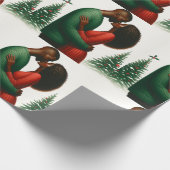 Mistletoe Moments 1 - Zwarte mensen Kerstpapier Cadeaupapier (Hoek)