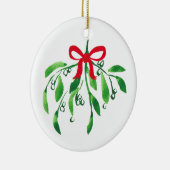 Mistletoe NAAM en NAAM Jaar Festive Red Green Kiss Keramisch Ornament (Rechts)
