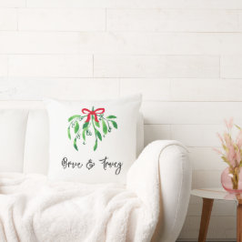 Mistletoe NAAM en NAAM Jaar Festive Red Green Kiss Kussen