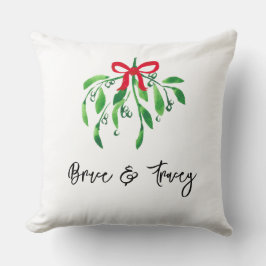 Mistletoe NAAM en NAAM Jaar Festive Red Green Kiss Kussen