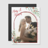 Mistletoe Newlyweds Photo Christmas Magnet Card (Voorkant / Achterkant)
