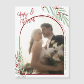 Mistletoe Newlyweds Photo Christmas Magnet Card (Voorkant)