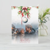 Mistletoe Paar Foto & Naam Kerst Kaart (Staand voorkant)