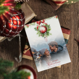 Mistletoe Paar Foto & Naam Kerst Kaart