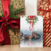 Mistletoe Paar Foto & Naam Kerst Kaart