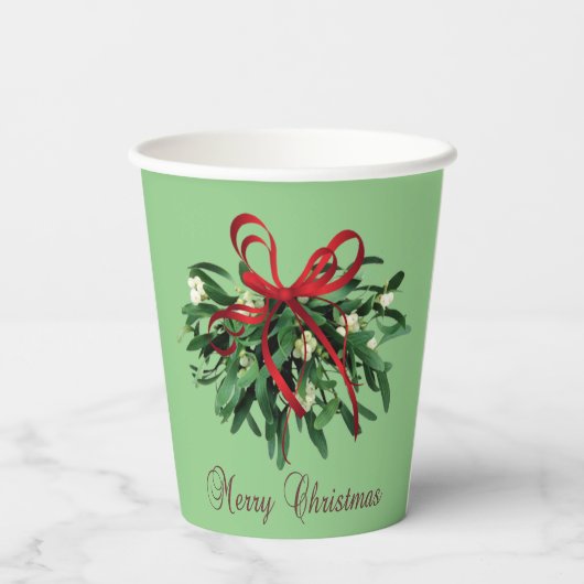 Mistletoe Paper Cup Papieren Bekers (Achterkant)
