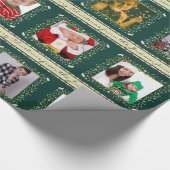 Mistletoe partridge strepen groene kerstfoto cadeaupapier (Hoek)