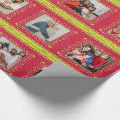 Mistletoe patridge strepen rood Kerstmis foto Cadeaupapier (Hoek)