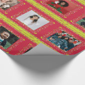 Mistletoe patridge strepen rood Kerstmis foto Cadeaupapier (Hoek)