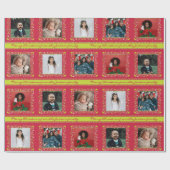 Mistletoe patridge strepen rood Kerstmis foto Cadeaupapier (Vlak)