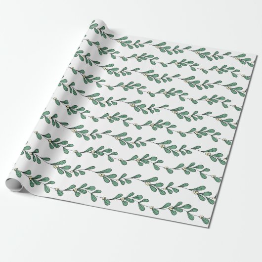 Mistletoe Pattern Cadeaupapier (Uitgerold)