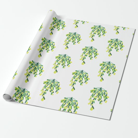 Mistletoe Pattern Country Cadeft Wrapping Paper Cadeaupapier (Uitgerold)