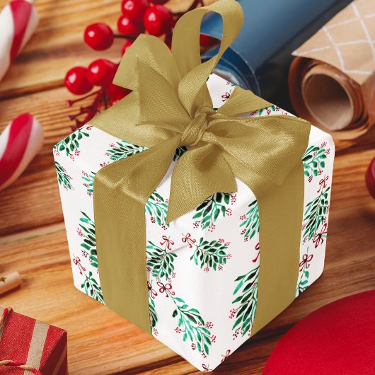 Mistletoe Pattern Hand-getrokken Kerst Waterverf Inpakpapier Vel