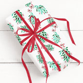 Mistletoe Pattern Hand-getrokken Kerst Waterverf Inpakpapier Vel