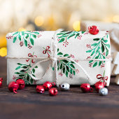 Mistletoe Pattern Hand-getrokken Kerst Waterverf Inpakpapier Vel