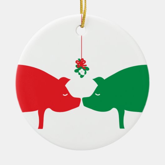 Mistletoe Pigs Ornament (Voorkant)