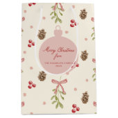 Mistletoe Pine Cone Berry Pattern Medium Cadeauzakje (Voorkant)
