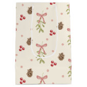 Mistletoe Pine Cone Berry Pattern Medium Cadeauzakje (Achterkant)