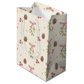 Mistletoe Pine Cone Berry Pattern Medium Cadeauzakje (Achterkant Gekanteld)