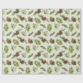 Mistletoe Pine Green Leaves Cadeaupapier (Vlak)