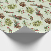 Mistletoe Pine Green Leaves Cadeaupapier (Hoek)