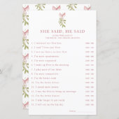 Mistletoe Pink Bow Bridal Shower She Said He Said (Voorkant / Achterkant)