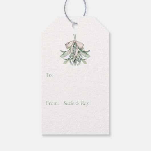 Mistletoe Posy Christmas Cadeaulabel (Achterkant)