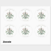 Mistletoe Posy Gold Bow Vrolijk Kerstfeest Ronde Sticker (Vel)