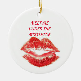 MISTLETOE / PRETTIG KERSTFEEST AAN DE ANDERE KANT KERAMISCH ORNAMENT