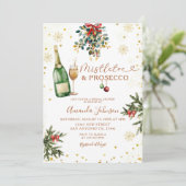 Mistletoe & Prosecco Gouden Kerst Vrijgezellenfees Kaart (Staand voorkant)