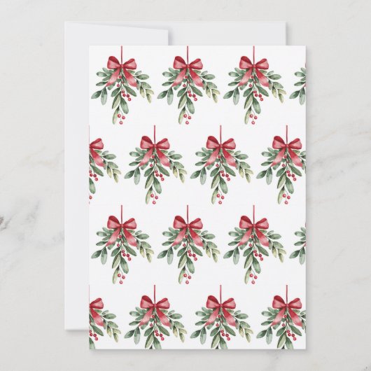 Mistletoe Red Bow kerstfeest uitnodigt Kaart (Achterkant)