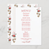 Mistletoe Red Posh Christmas Dinner Party Menu (Voorkant / Achterkant)