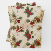 Mistletoe  retro patroon kerstcadeaus inpakpapier vel (In situ)