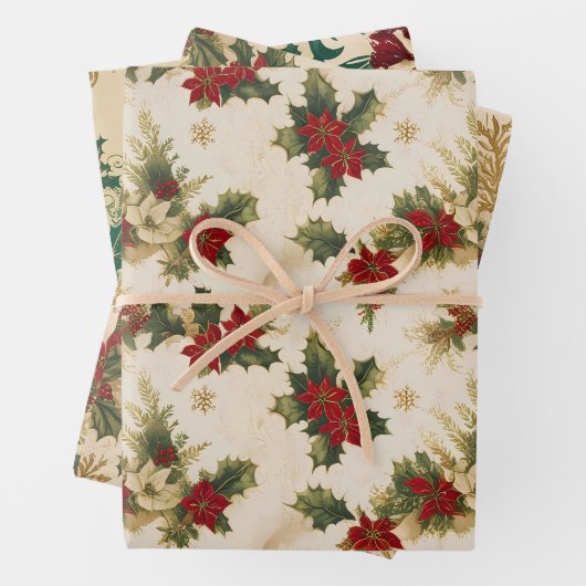 Mistletoe retro patroon kerstcadeaus inpakpapier vel (In situ)