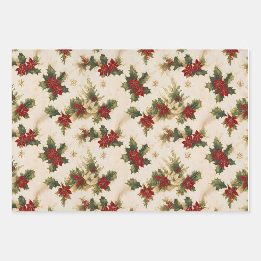 Mistletoe retro patroon kerstcadeaus inpakpapier vel (Voorkant)