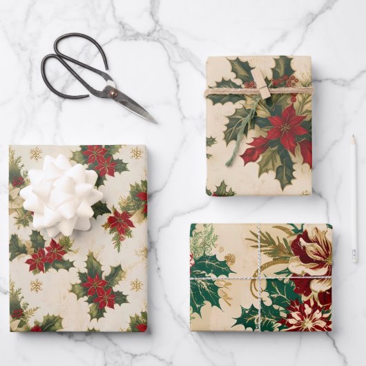 Mistletoe  retro patroon kerstcadeaus inpakpapier vel (Voorkant)