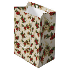 Mistletoe  retro patroon kerstcadeaus medium cadeauzakje