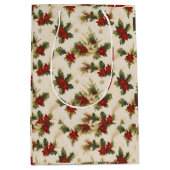 Mistletoe retro patroon kerstcadeaus medium cadeauzakje (Voorkant)